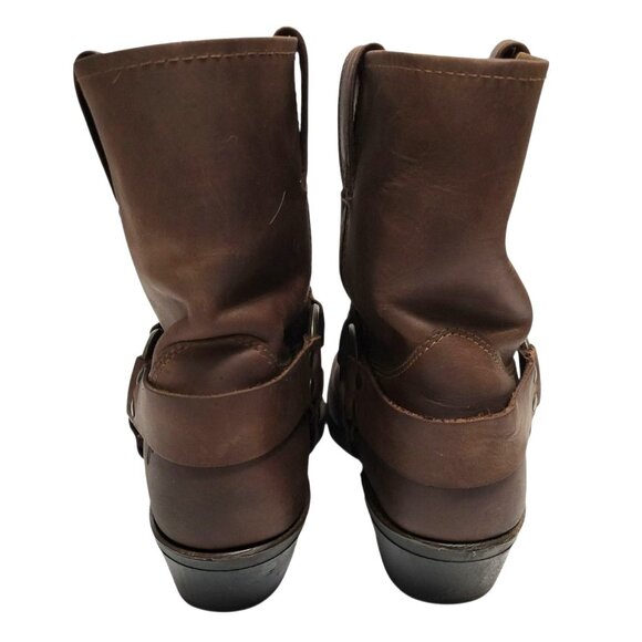 FRYE 8R Harness Short Boot Brown Oiled Leather Western Cowgirl Moto Engineer - Picture 6 of 10